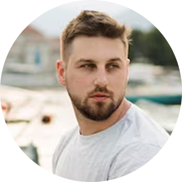 A confident author with dark hair